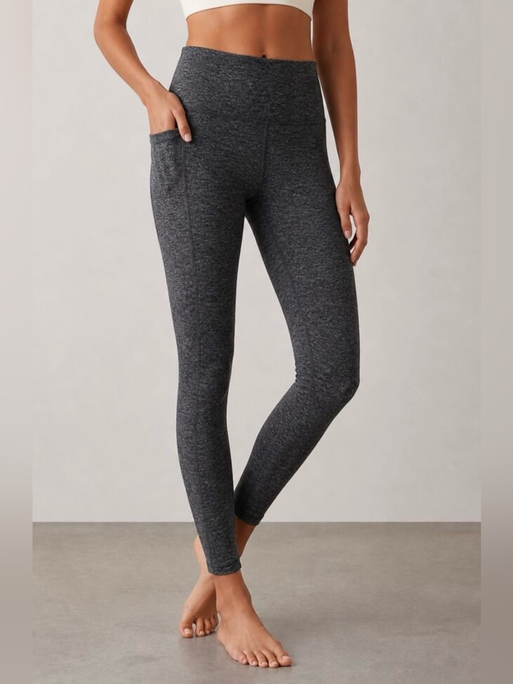 Aerie The Hugger High-Waisted Pocket Leggings Heather Grey, size L, like new!
